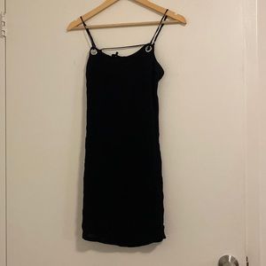 Silence + Noise Adjustable Black Chiffon Mini Dress